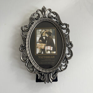 Oval Pewter Ornate 3-1/2" x 5" Picture Frame Victorian Photo Frame Hand Polished